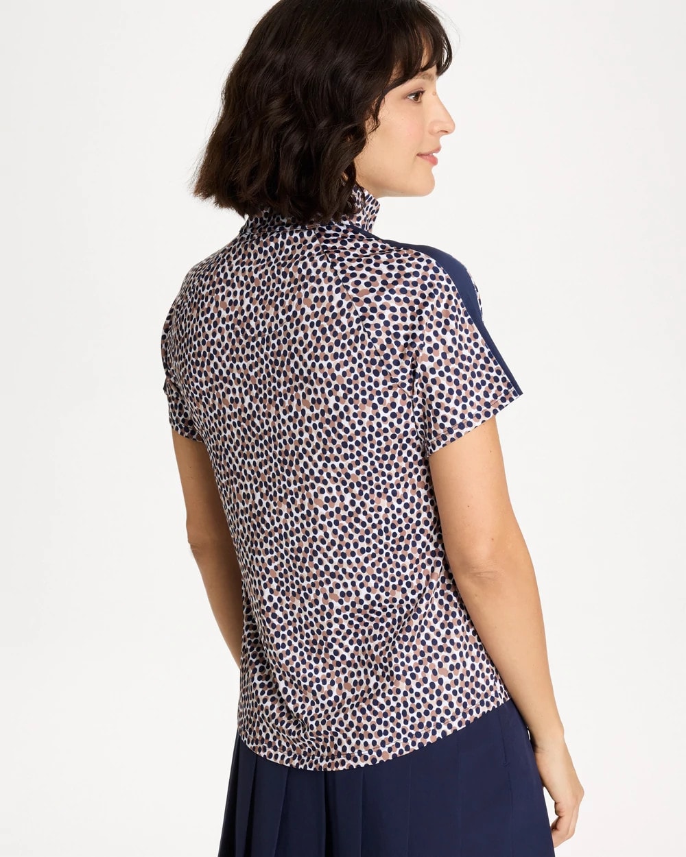 Chico's Zenergy® UPF Contrast Dot Half Zip Polo Passport Blue