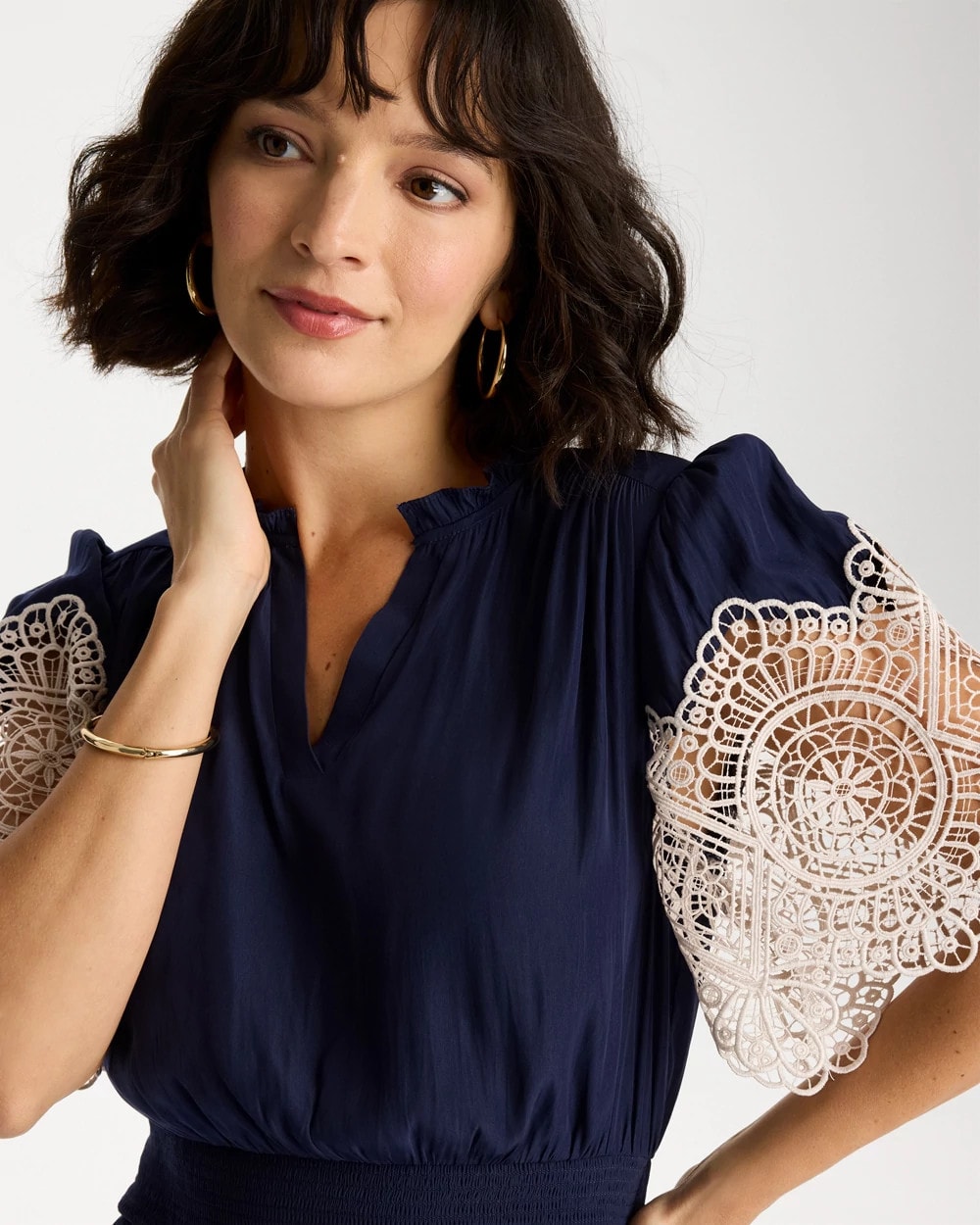Chico's Sea Island Crinkled Midi Dress Passport Blue