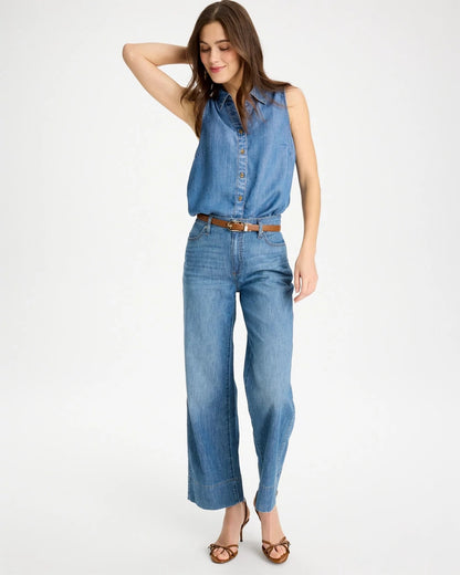 Chico's Tencel Denim Sleeveless Shirt Burano Indigo