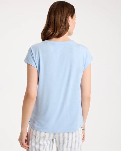 Chico's Refined Button Tee Blue Haven