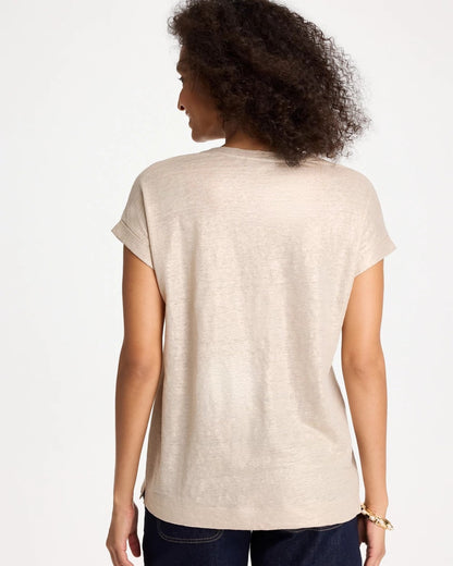 Chico's Foiled Linen Button Tunic Smokey Taupe