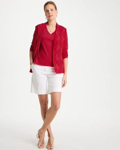 Chico's Cotton Stretch 3/4 Sleeve Tee Cherry Lush