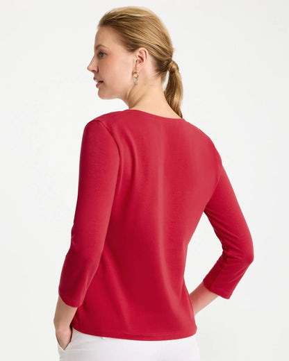 Chico's Cotton Stretch 3/4 Sleeve Tee Cherry Lush