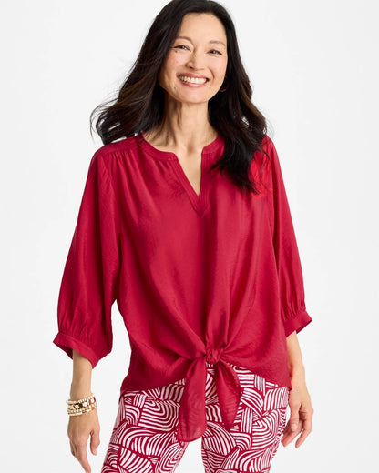 Chico's Tie-Front Top Cherry Lush