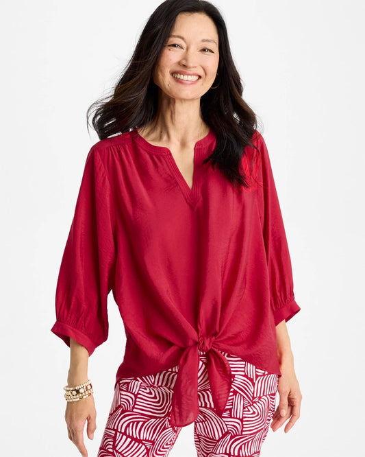 Chico's Tie-Front Top Cherry Lush