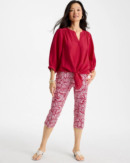 Chico's Tie-Front Top Cherry Lush