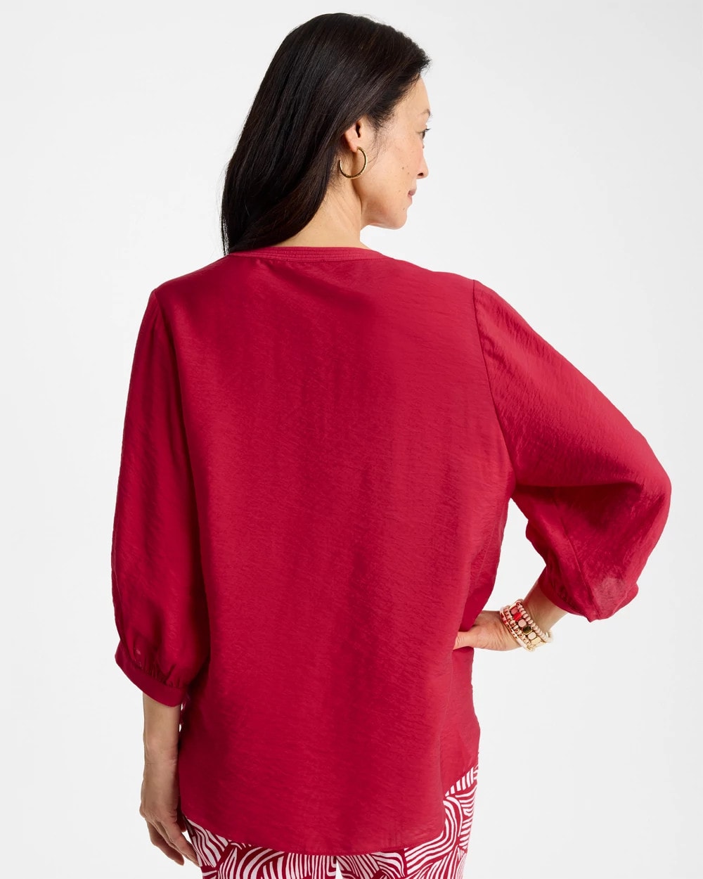 Chico's Tie-Front Top Cherry Lush