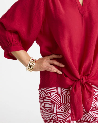 Chico's Tie-Front Top Cherry Lush