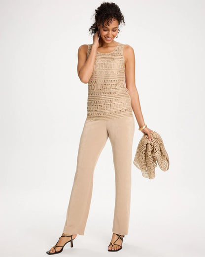 Chico's Travelers™ Metallic Crochet Sweater Tank Gold