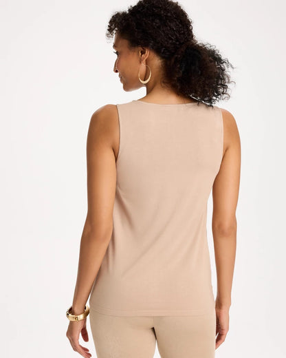 Chico's Travelers™ Metallic Crochet Sweater Tank Gold