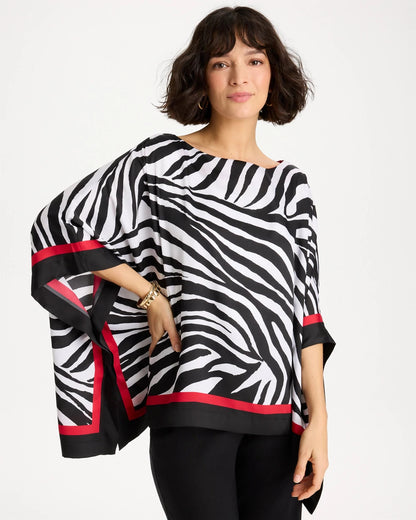 Chico's Woven Animal Print Poncho Black