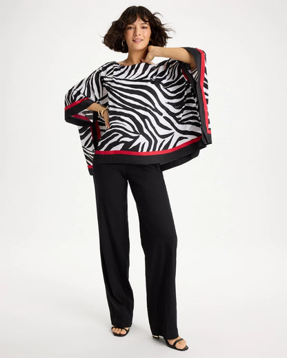 Chico's Woven Animal Print Poncho Black