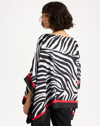 Chico's Woven Animal Print Poncho Black