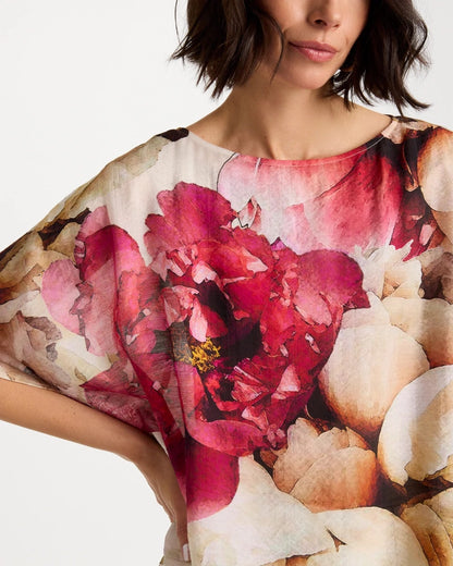 Chico's Boatneck Printed Poncho Ecru