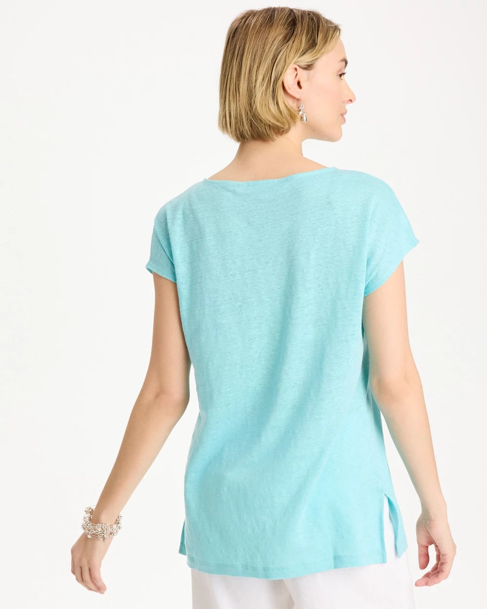 Chico's Linen Dolman Tee Bondi Blue
