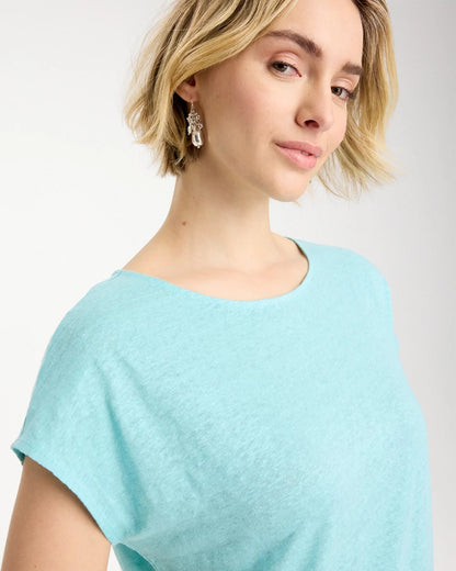 Chico's Linen Dolman Tee Bondi Blue