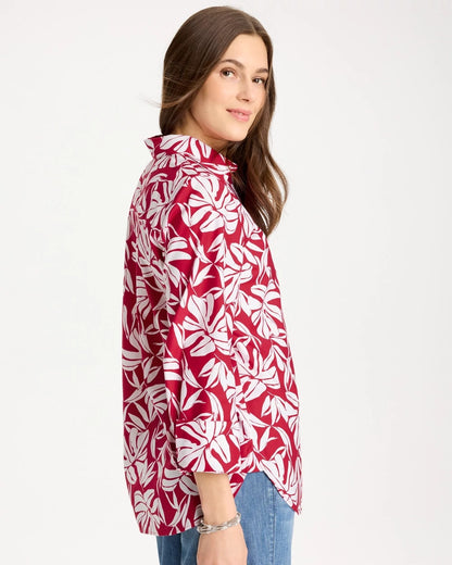 Chico's No Iron™ Stretch Palm Print Shirt Cherry Lush