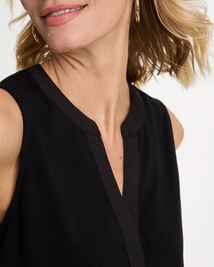 Chico's Cotton-Stretch Notch Neck Tank Black
