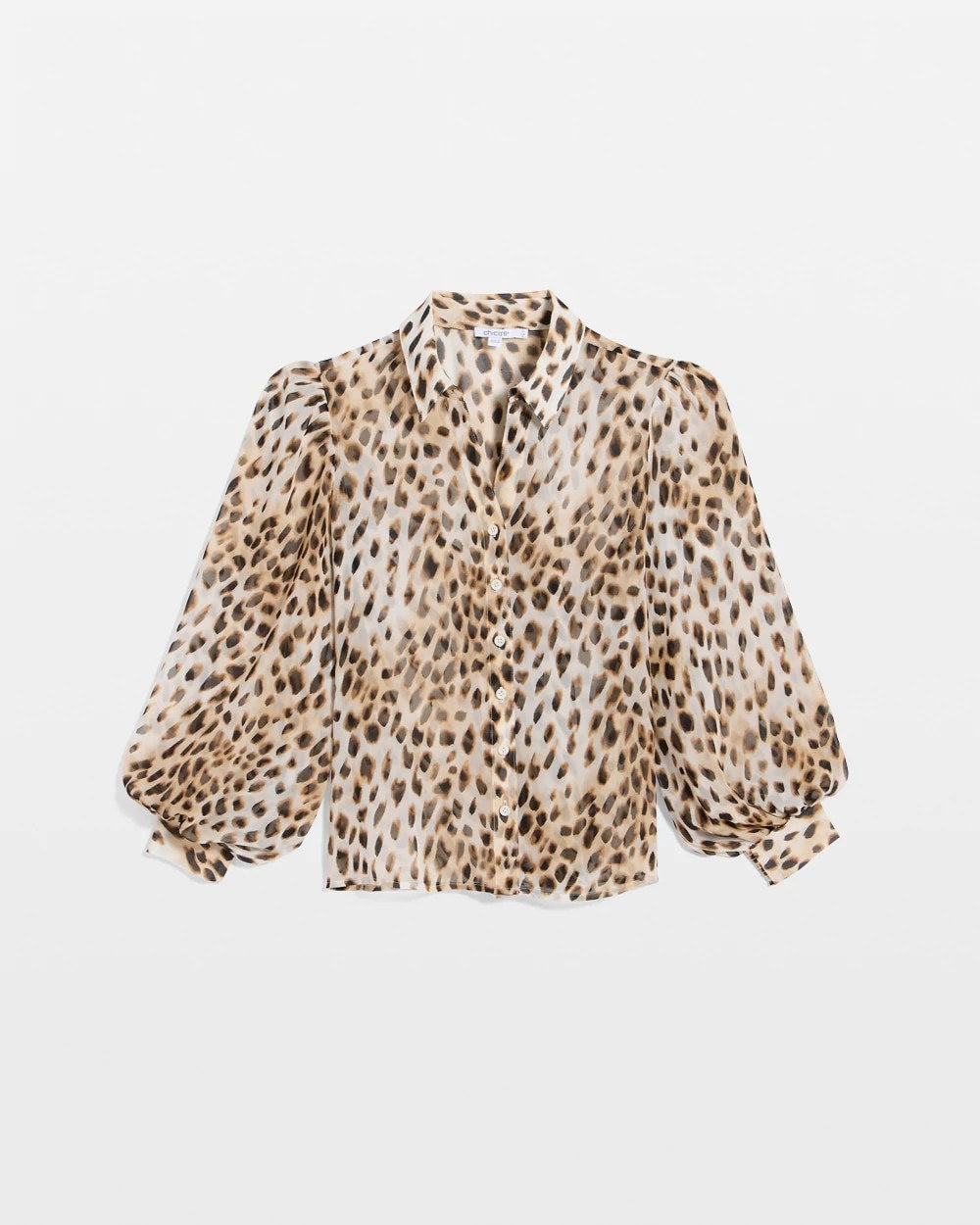Chico's Georgette Animal Print Blouse Black