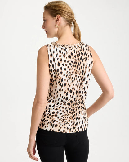 Chico's Animal Print Jersey Satin Tank Top Black
