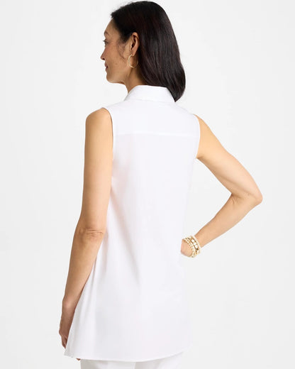 Chico's Poplin Cotton Collared Tunic Alabaster