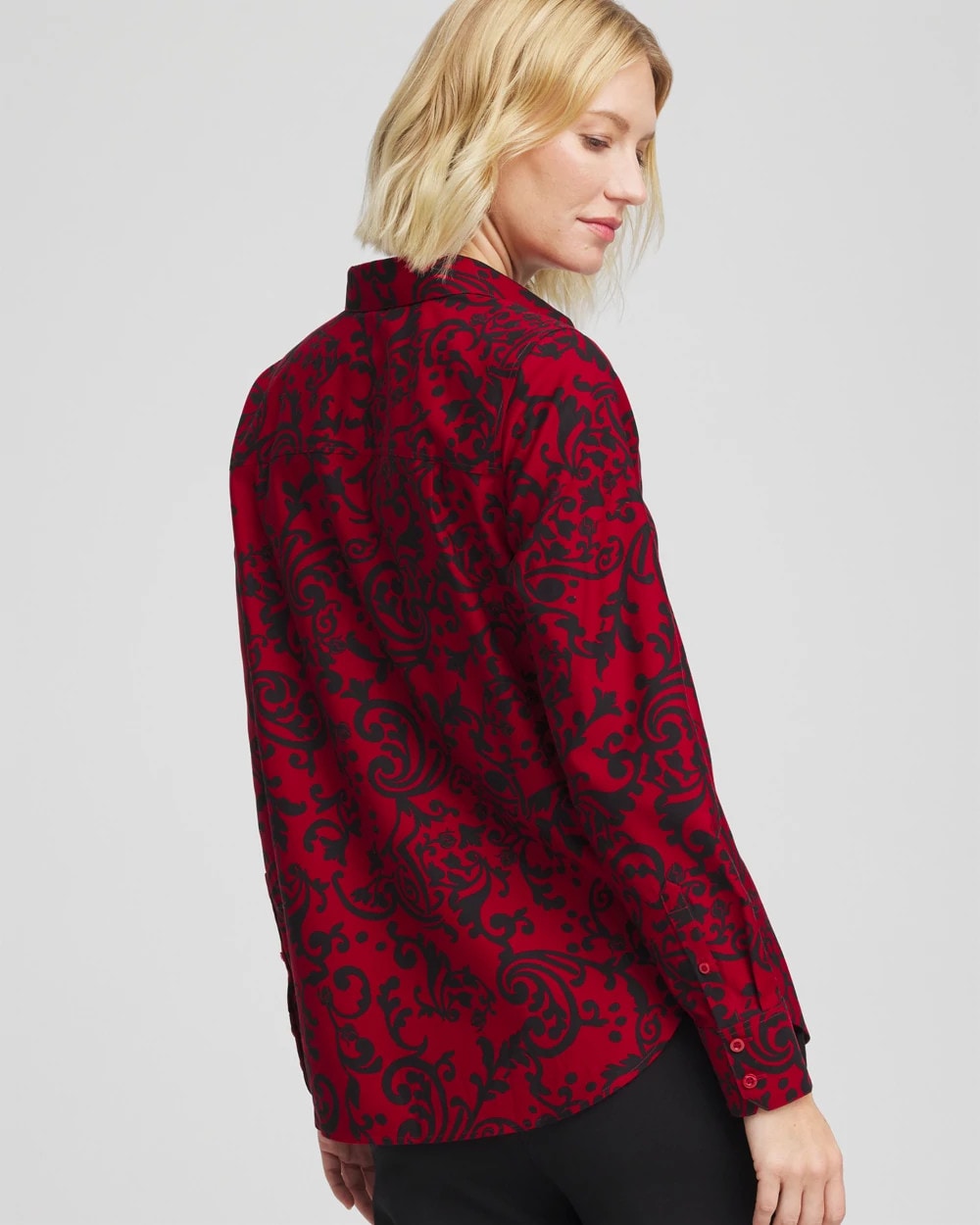 Chico's No Iron™ Vinstra Scrolls Shirt Carmine Red