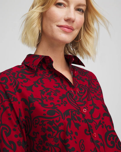 Chico's No Iron™ Vinstra Scrolls Shirt Carmine Red