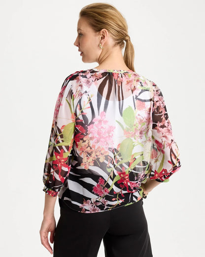 Chico's Georgette Lightweight Printed Blouse Cherry Lush