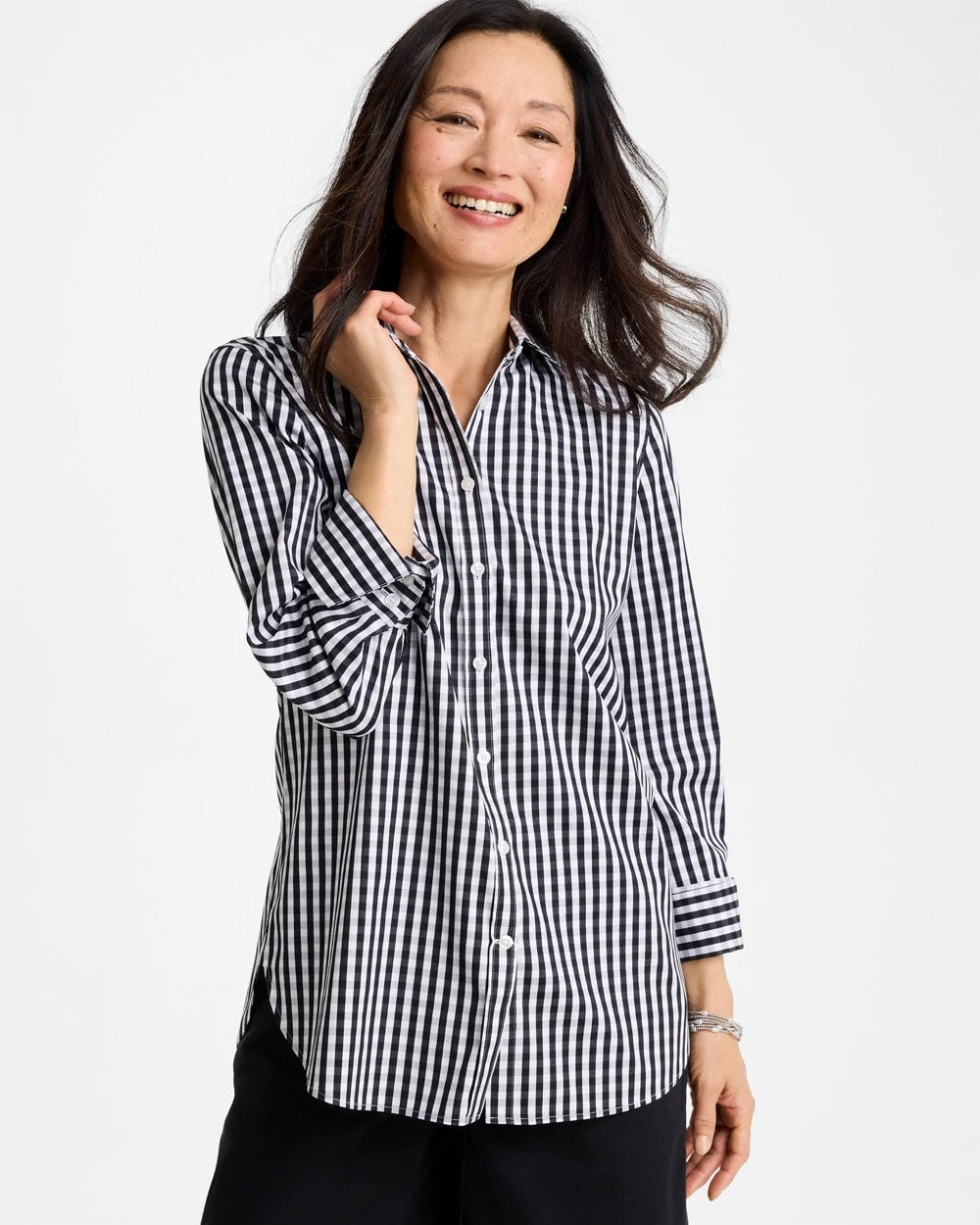 Chico's No Iron™ Stretch Gingham Shirt Black