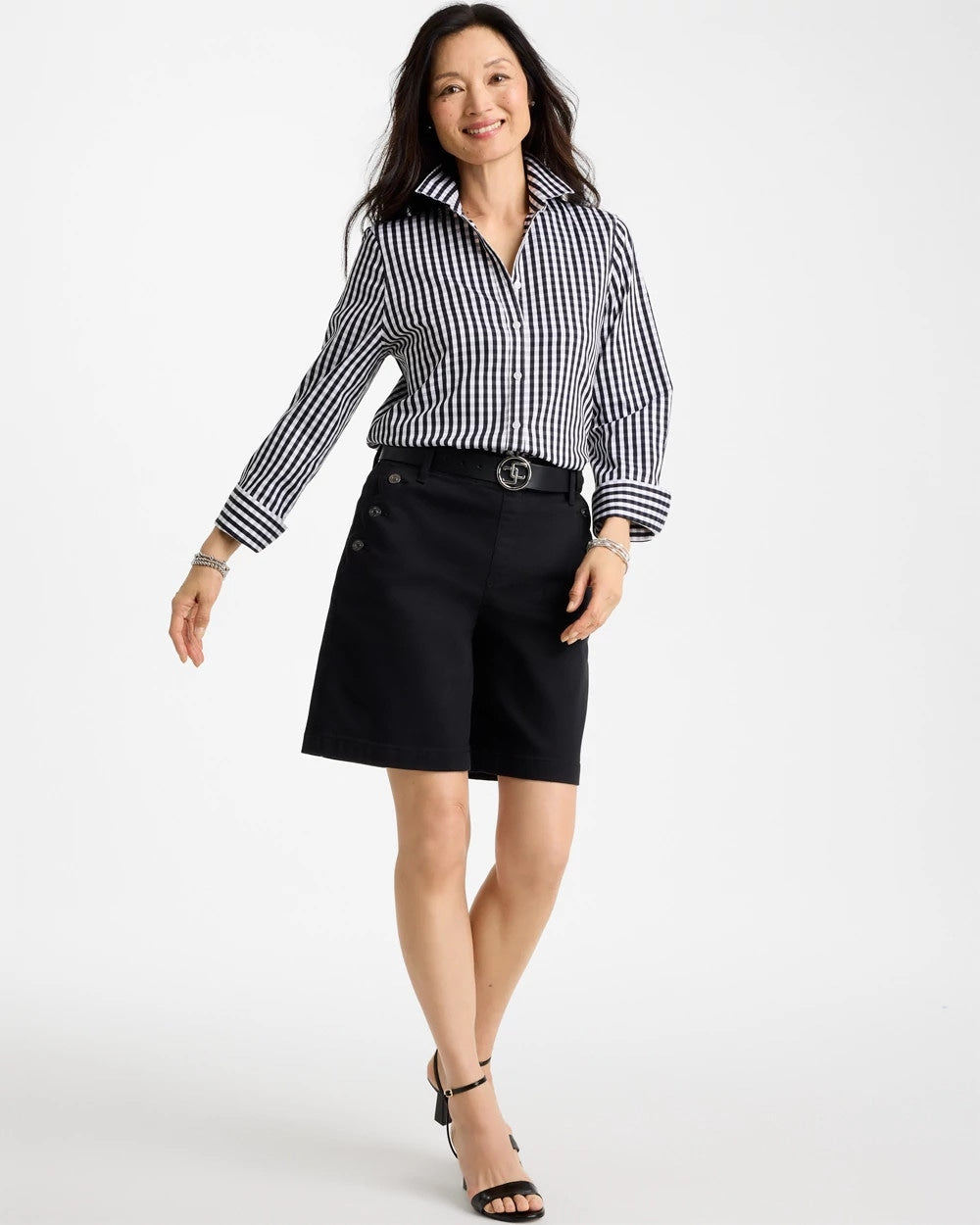 Chico's No Iron™ Stretch Gingham Shirt Black
