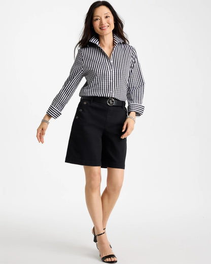 Chico's No Iron™ Stretch Gingham Shirt Black