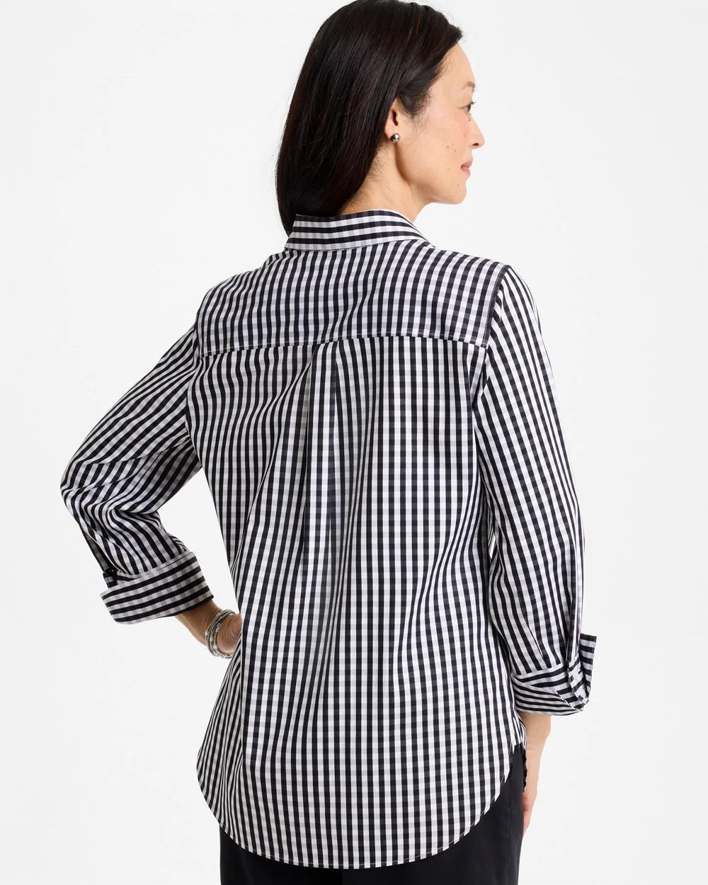 Chico's No Iron™ Stretch Gingham Shirt Black
