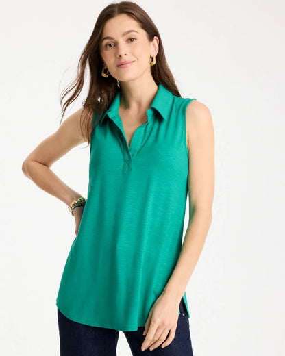 Chico's Collared Tunic Tank Topanga Green
