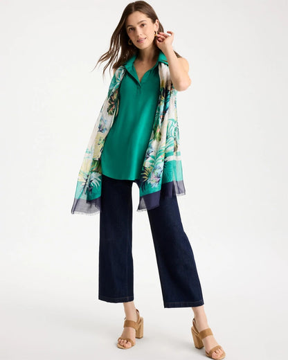 Chico's Collared Tunic Tank Topanga Green