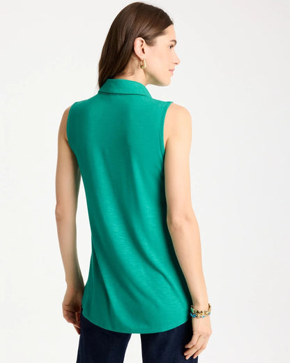 Chico's Collared Tunic Tank Topanga Green