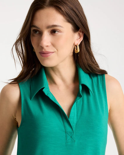 Chico's Collared Tunic Tank Topanga Green