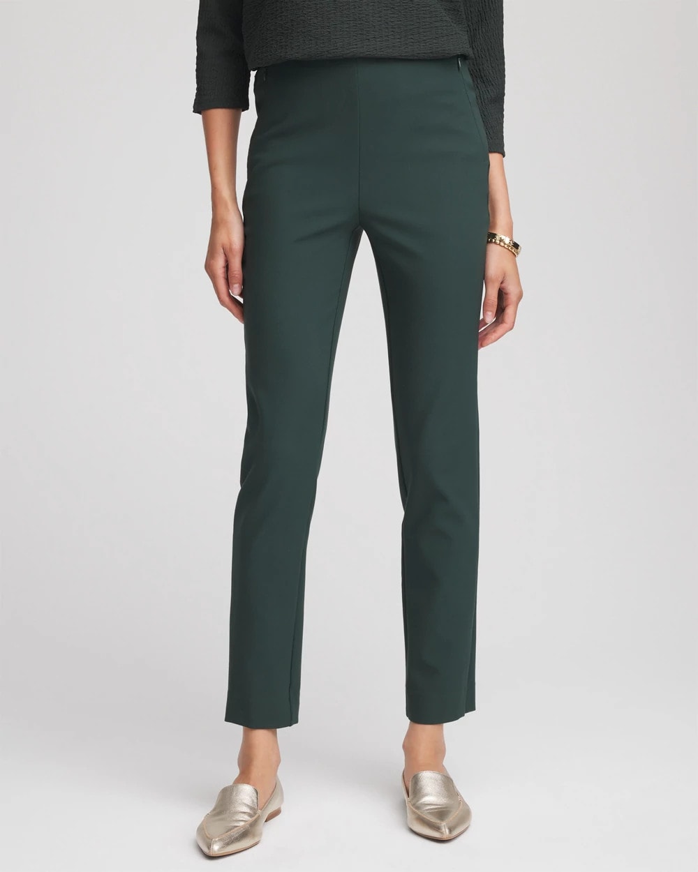 Chico's Lightweight Juliet Straight Ankle Pants Darkest Spruce