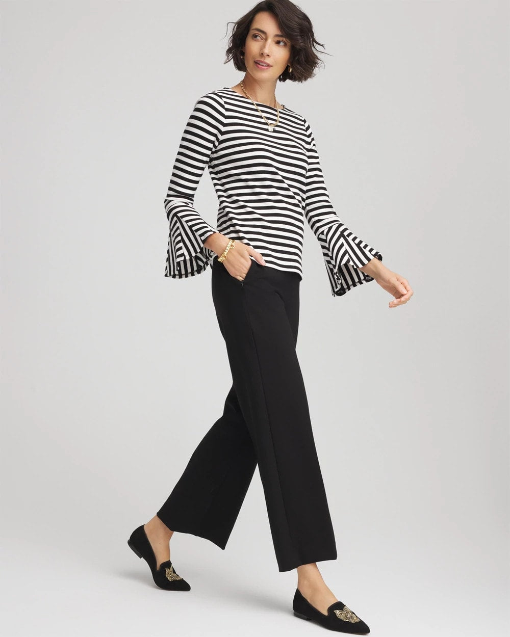 Chico's Juliet Slim Wide-Leg Cropped Pants Black