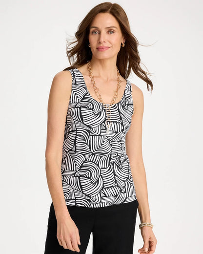 Chico's Printed Microfiber Tank Black