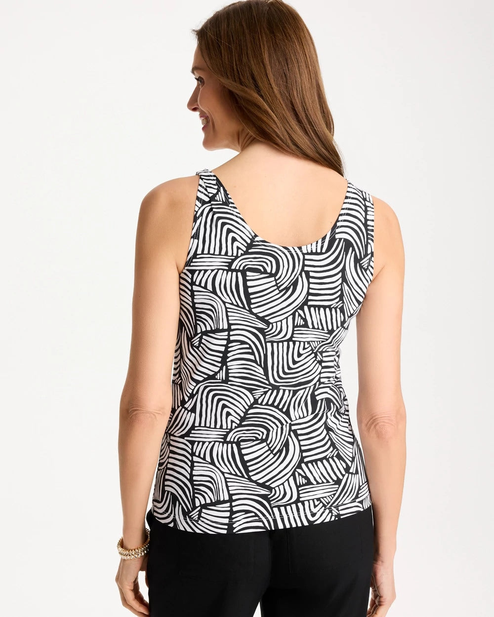 Chico's Printed Microfiber Tank Black