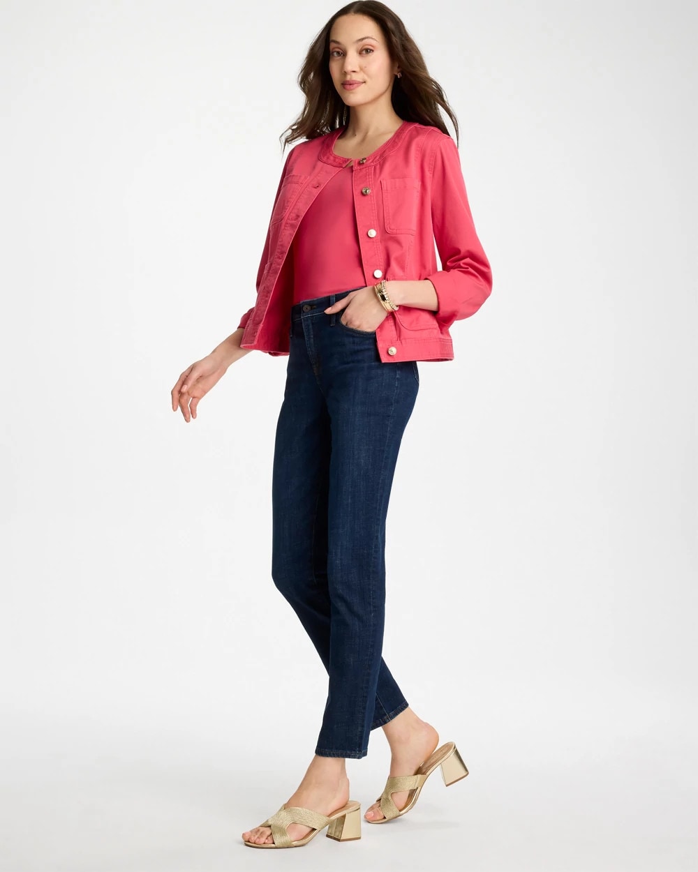 Chico's Girlfriend Slim Ankle Jeans Dark Sapphire Indigo