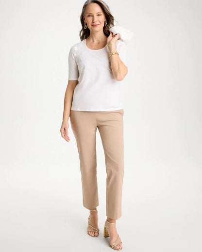 Chico's Sequin Embroidered Floral Tee Alabaster