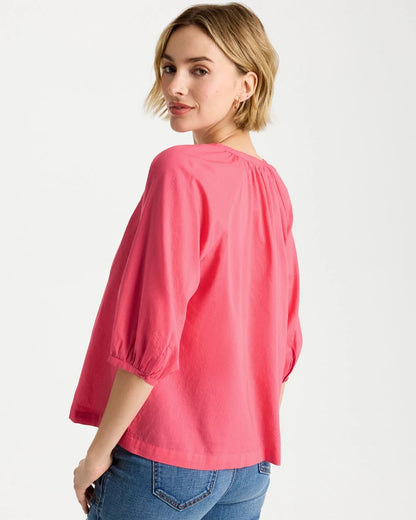 Chico's Cotton Voile Blouse Calypso Coral
