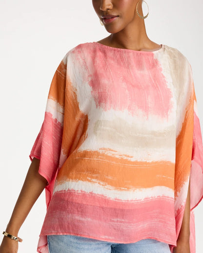 Chico's Printed Poncho Coral