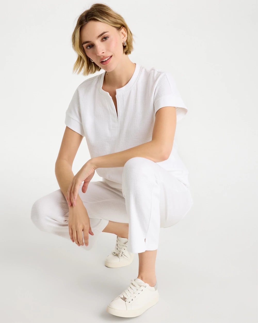 Chico's Zenergy® Crosshatch Knit Top Alabaster