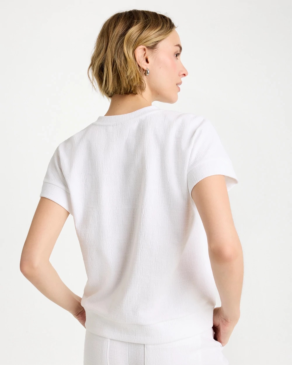 Chico's Zenergy® Crosshatch Knit Top Alabaster