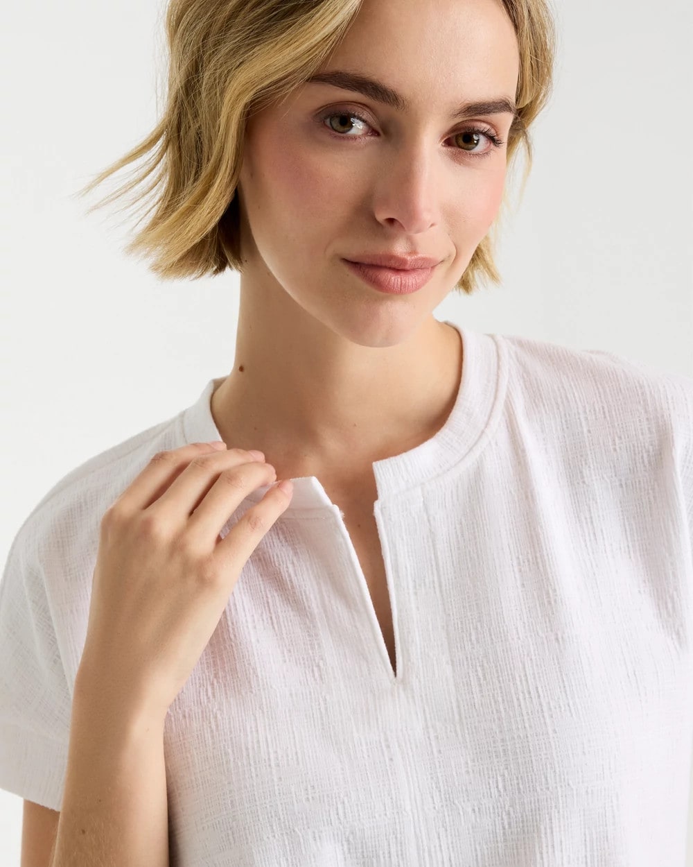 Chico's Zenergy® Crosshatch Knit Top Alabaster