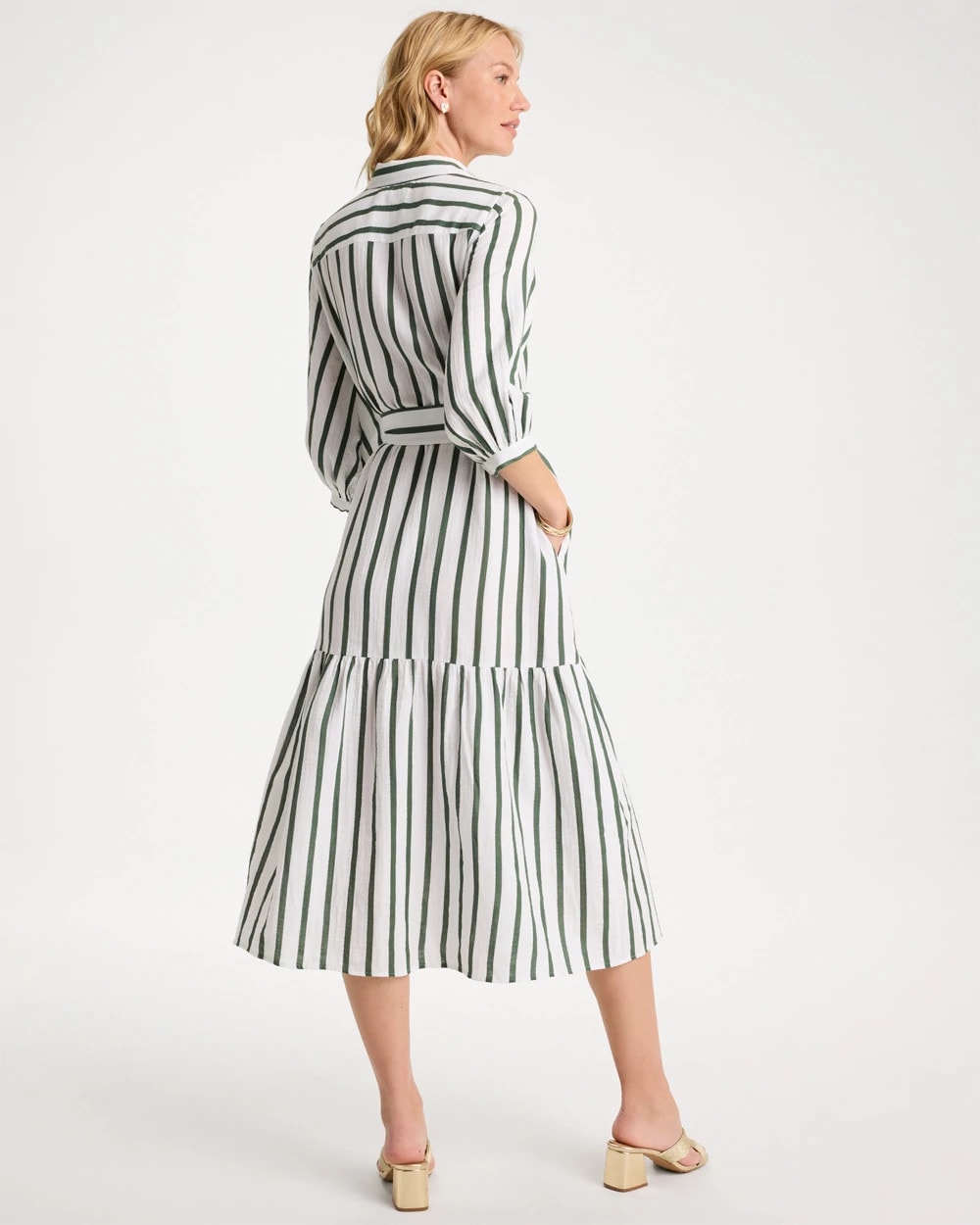 Chico's Striped Cotton-Gauze Shirtdress Alabaster
