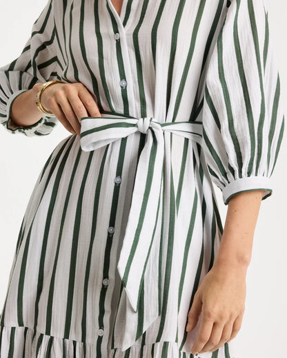 Chico's Striped Cotton-Gauze Shirtdress Alabaster