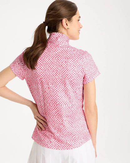 Chico's Zenergy® UPF Geo Half Zip Polo Calypso Coral